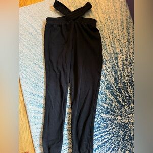 Black sweatpants with crossover waistband